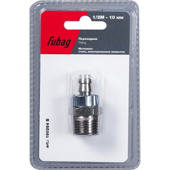 Переходник FUBAG 1/2"М на елочку 10мм с обжимным кольцом 10x15мм_блистер 1 шт180264B